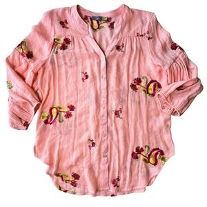 Women's Pink Embroidered Blouse